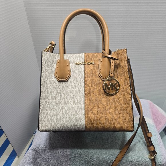 Michael Kors Mercer Medium Two-Tone Logo Crossbody Bag - Picture 2 of 11